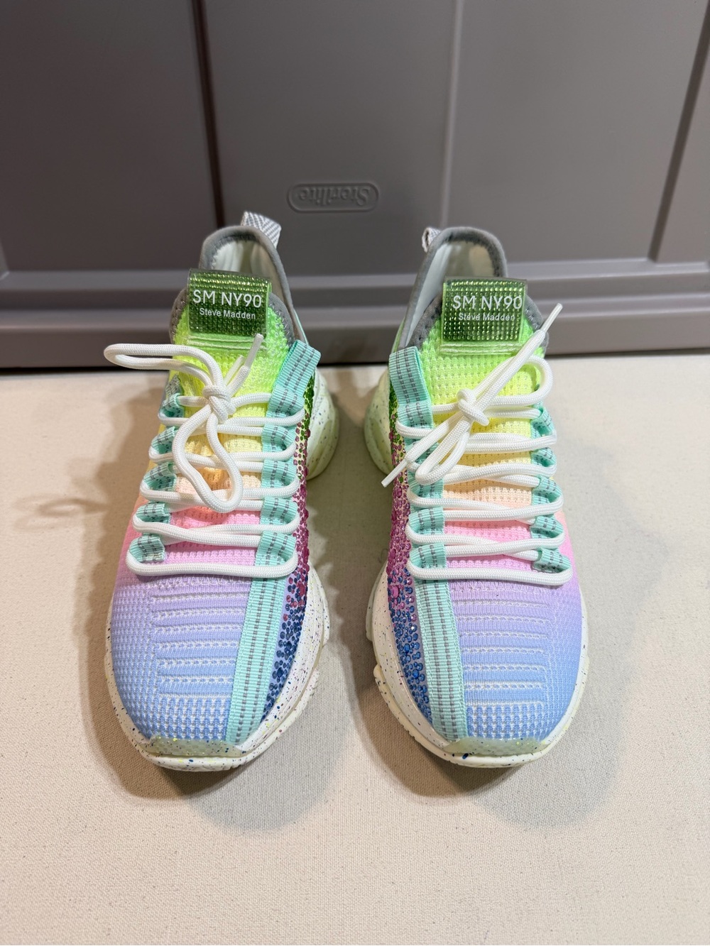 Steve Madden Kids' SM NY90 Pastel Rainbow Knit Sneaker - Multicolor